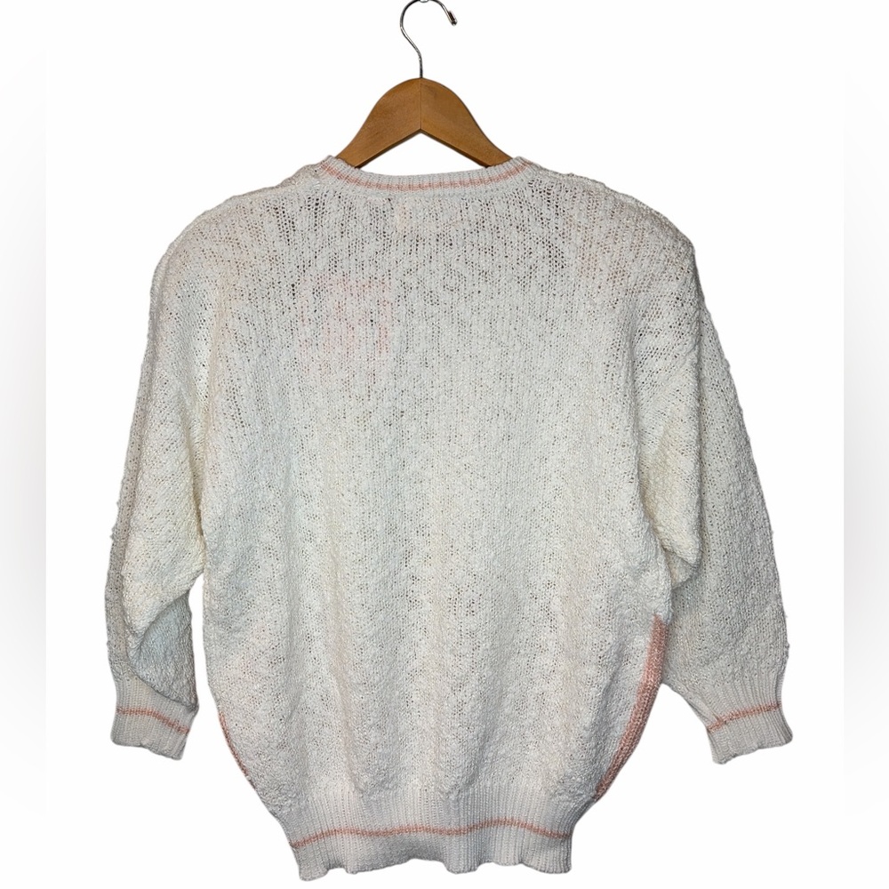 Jaclyn Smith Vintage Floral Sweater L Cottagecore 80s Pastel Pearl Granny NWT - Picture 3 of 8